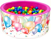 Ballenbak | Wit en roze met balonnen incl.  200 gele, groene, blauwe en rode ballen