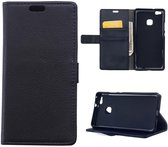 Litchi cover zwart wallet case hoesje Huawei P9 Lite