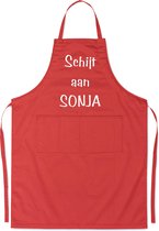 Schijt aan Sonja - Luxe Keukenschort met tekst - Rood
