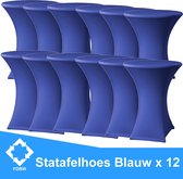 Statafelrok Luxe Blauw x 12 - Statafel Tafelrok - Statafelhoes - Stretch –  ∅80 x 110 cm – geschikt voor Horeca Evenementen | Sta Tafel Hoes | Statafel | Staantafelhoes | Cocktailp