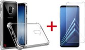 HB Hoesje Geschikt voor Samsung Galaxy A6 2018 - Anti Shock Hybrid Back Cover & Glazen Screenprotector - Transparant
