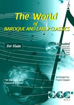 THE WORLD OF BAROQUE AND EARLY CLASSICS voor dwarsfluit, deel 2. Met meespeel-cd die ook gedownload kan worden. bladmuziek voor fluit, play-along, klassiek, barok, Bach, Händel, Mozart.