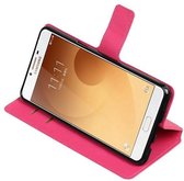 Cross Pattern TPU Bookstyle Wallet Case Hoesjes voor Galaxy C9 Roze