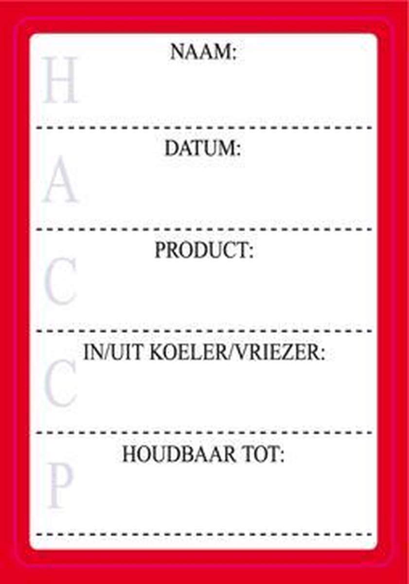 Etiketten HACCP Zwart/Rood