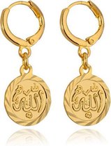 Goudkleurige oorhangers de god allah munt