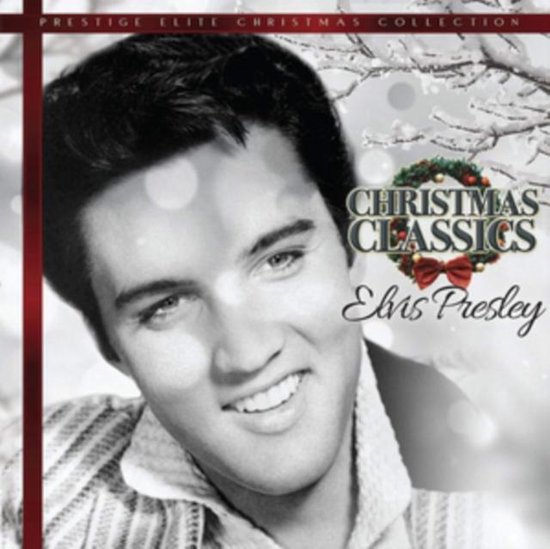 Albumcover van "Christmas Classics" met Elvis Presley. Met tekst "Christmas Classics" en "Elvis Presley".