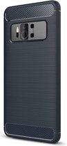 Shop4 - Asus Zenfone AR Hoesje - Zachte Back Case Brushed Carbon Blauw