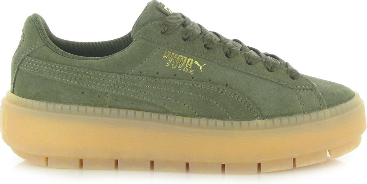 PUMA Suede Platform Rugged WNs Groen 36 - Schoenen.nl