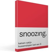 Snoozing - Katoen-satijn - Kussenslopen - Set van 2 - 50x70 cm - Rood