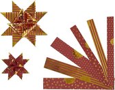 Papieren vlechtstroken, b: 15+25 mm, d: 6,5+11,5 cm, goud, rood, metallic punten, 48stroken, l: 44+86 cm