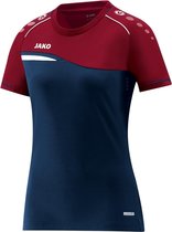 Jako Competition 2.0 T-Shirt Dames Marine-Donker Rood Maat 34