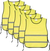 5 gele veiligheidshesjes met reflecterende banden