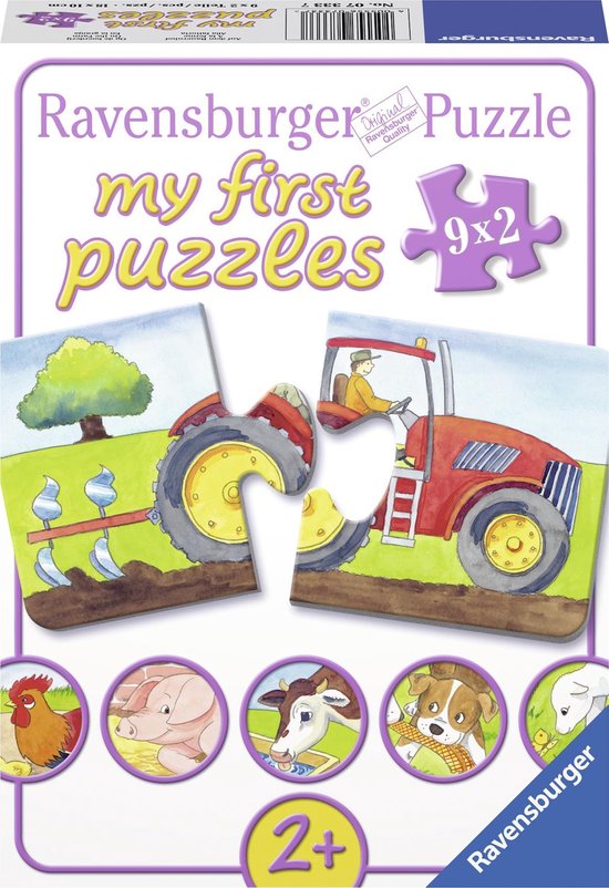 Ravensburger Op de boerderij- My First puzzles -9x2 stukjes - kinderpuzzel