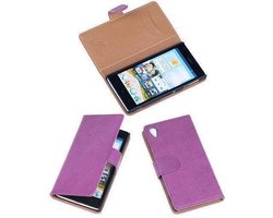 BestCases Lila Luxe Echt Lederen Booktype Hoesje Sony Xperia Z1