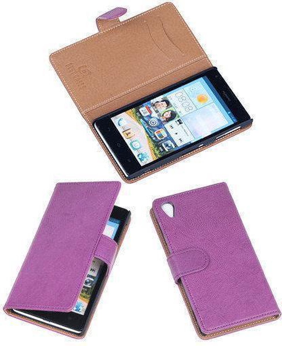 BestCases Lila Luxe Echt Lederen Booktype Hoesje Sony Xperia Z1