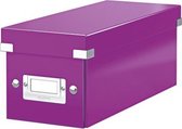 Leitz WOW Click & Store Opbergdoos met Deksel voor CD's - Kartonnen Sorteerdoos voor Spullen -14.3 x 35.2 Cm (BxD) - Ideaal voor Thuiswerkplek - Paars