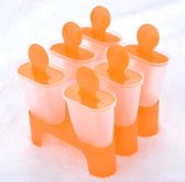Plastic Waterijs Vormen (Set 6 Stuks) - IJslolly – IJsvormpje – IJsjes Maker - Zelf Ijs Maken – Waterijs - Oranje