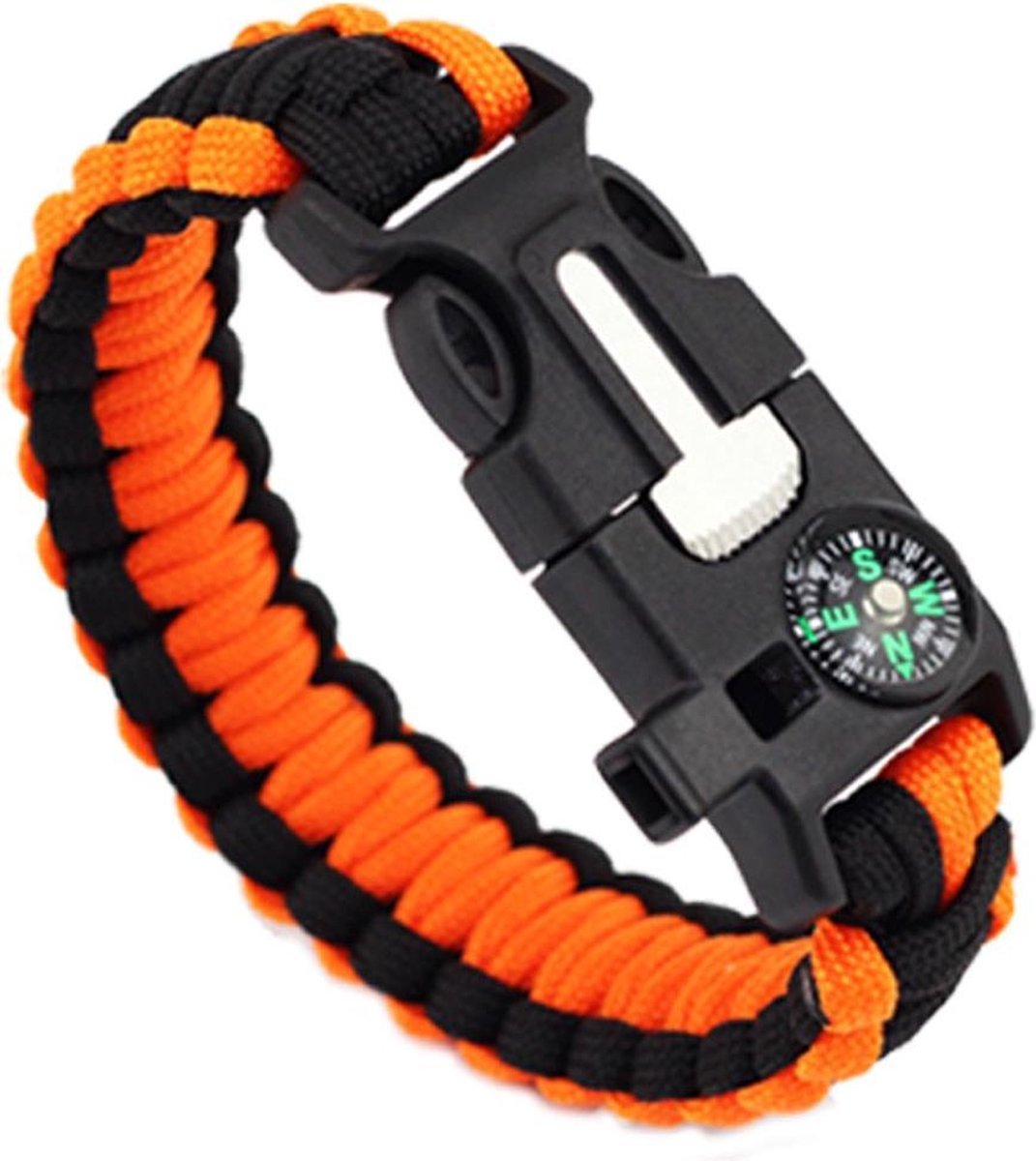 4 in 1 Survival armband met oranje/zwart paracord, kompas, fluitje en  fire... | bol.com