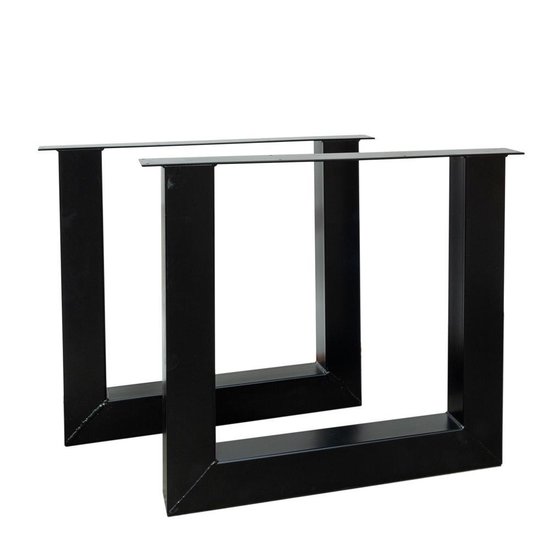 Pieds de table en métal en forme de U noir en acier | 10 x 10 cm | Par  ensemble | bol