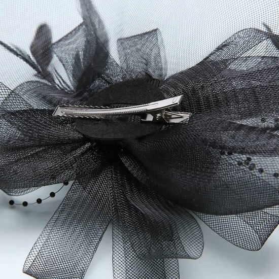Stijlvolle Fascinator / Birdcage Veil Zwart