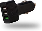 Azuri autolader met 3 USB poorten - 7Amp/12-24V - Universeel - Zwart