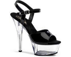 Pleaser - KISS-209 Sandaal met enkelband - US 14 - 45 Shoes - Zwart/Transparant