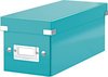 Leitz WOW Click & Store Opbergdoos met Deksel voor CD's - Kartonnen Sorteerdoos voor Spullen - 14.3 x 35.2 Cm (BxD) - Ideaal voor Thuiswerkplek - Ijsblauw