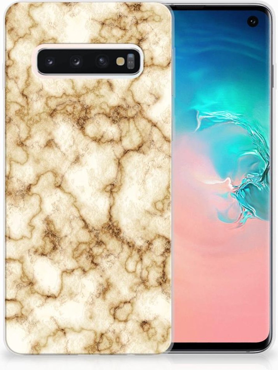 Samsung Galaxy S10 TPU Siliconen Hoesje Marmer Goud