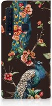 Geschikt voor Samsung Galaxy A9 (2018) Standcase Hoesje Design Pauw met Bloemen