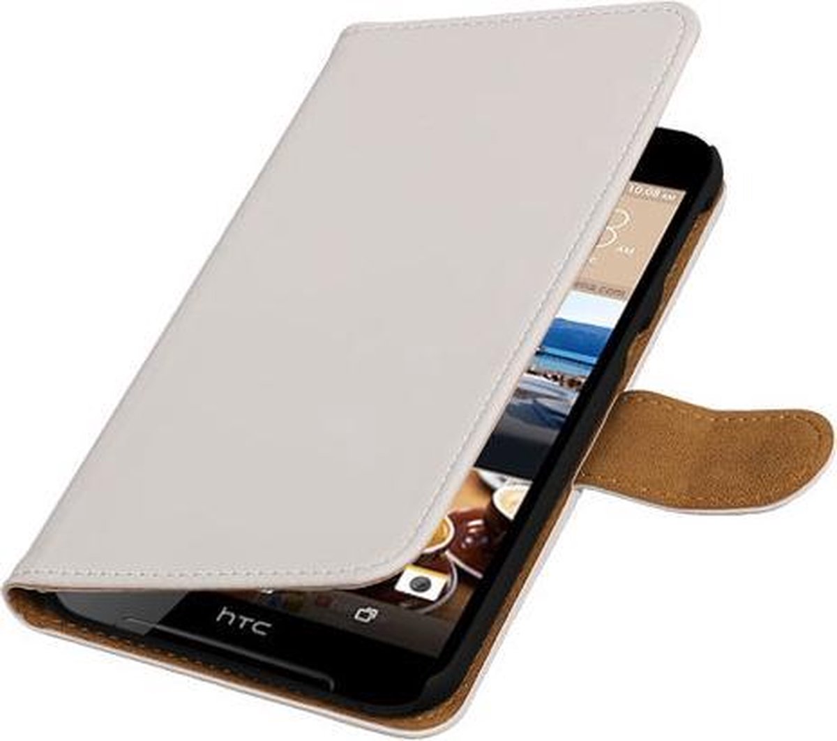 Wit Effen booktype wallet cover hoesje voor HTC Desire 830