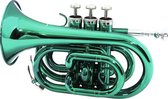 DIMAVERY  Pocket Trompet - blaasinstrument - TP-300 Bb -  Groen - inclusief koffer