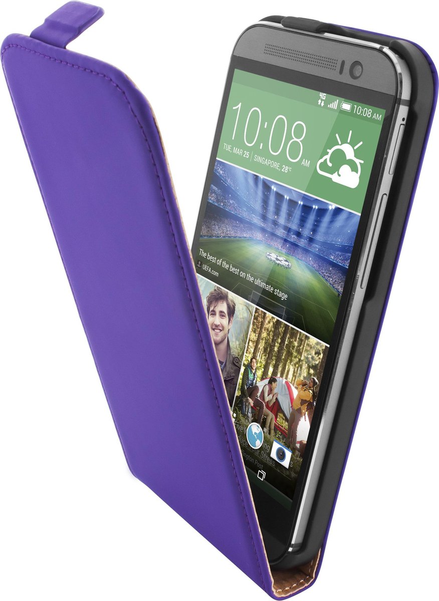 Mobiparts - paars premium flipcase voor de HTC One M8