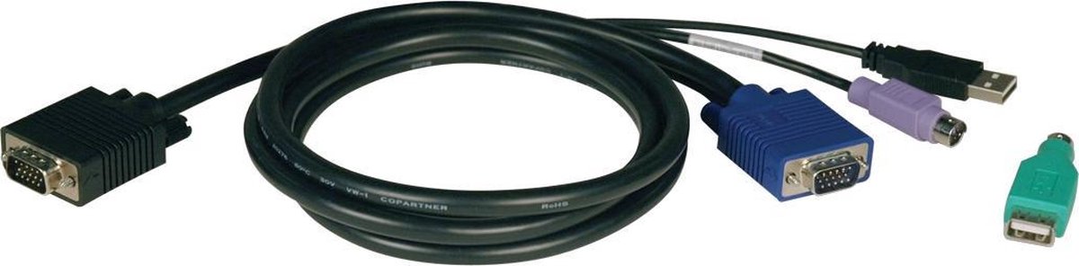 Tripp Lite P780-010 toetsenbord-video-muis (kvm) kabel 3,05 m Zwart