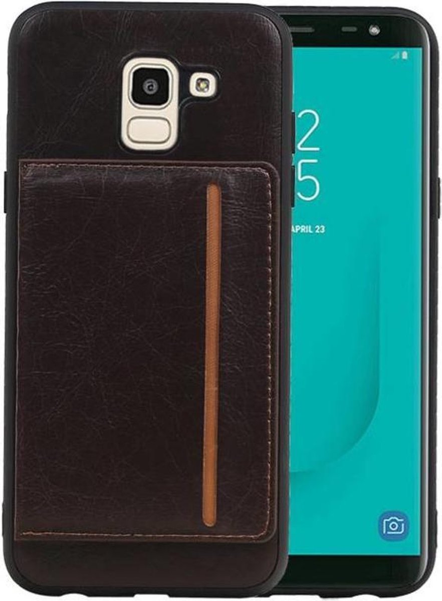 Staand Back Cover 1 Pasjes voor Galaxy J6 Mocca
