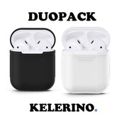 KELERINO. Housse en silicone pour Apple Airpods 1 & 2 - Duopack - Noir / Blanc