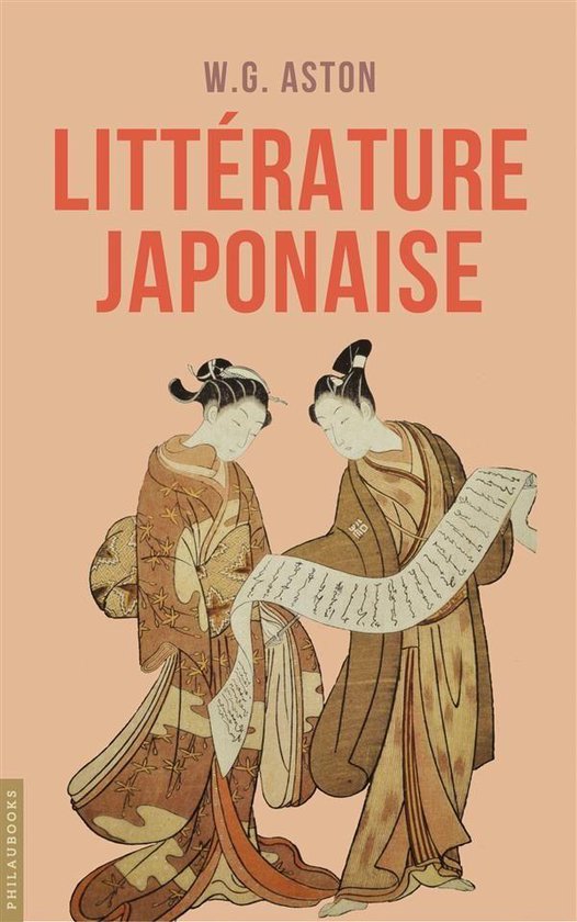 Couverture de livre illustrée de deux femmes en kimono lisant un parchemin, titrée Littérature japonaise.