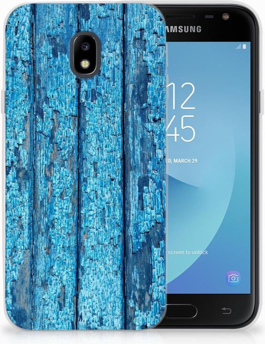 Samsung Galaxy J3 2017 Bumper Hoesje Wood Blue