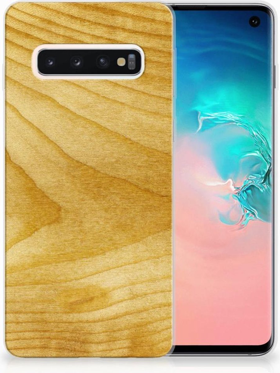 Back Cover voor Samsung Galaxy S10 Bumper Hoesje Licht Hout