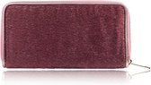 Trendy wallet met nepvacht, kleur roodpaars