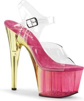 Pleaser Sandaal met enkelband, Paaldans schoenen -35 Shoes- ADORE-708MCT Paaldans schoenen Roze/Goudkleurig