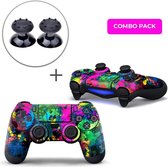 Color Splash Combo Pack - PS4 Controller Skins PlayStation Stickers + Thumb Grips Zwart