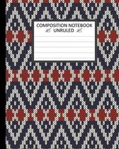 Unruled Composition Notebook 8 x 10, Norwegian Winter Holiday Knitted Pattern