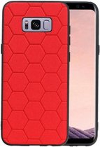 Hexagon Hard Case - Telefoonhoesje - Backcover Hoesje - achterkant hoesje - Geschikt voor Samsung Galaxy S8 Plus - Rood