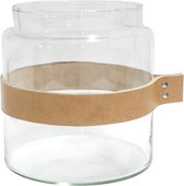 TAK Design Vase Wrap Me - Incl. Bracelet Cuir - Glas - Ø19 x 20 cm - Marron
