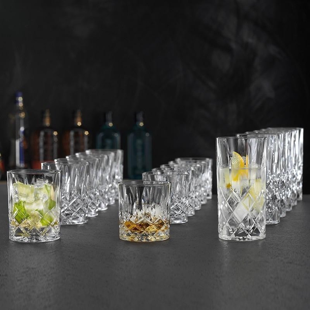 Nachtmann Noblesse voordeelset 6 SOF, 6 Whisky tumblers en 6 longdrink glazen