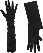 Handschoenen satijn stretch zwart 48cm XS