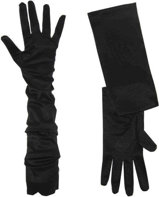 Handschoenen satijn stretch zwart 48cm XS | bol