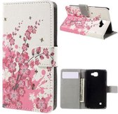 Roze bloem book case hoesje wallet LG K4