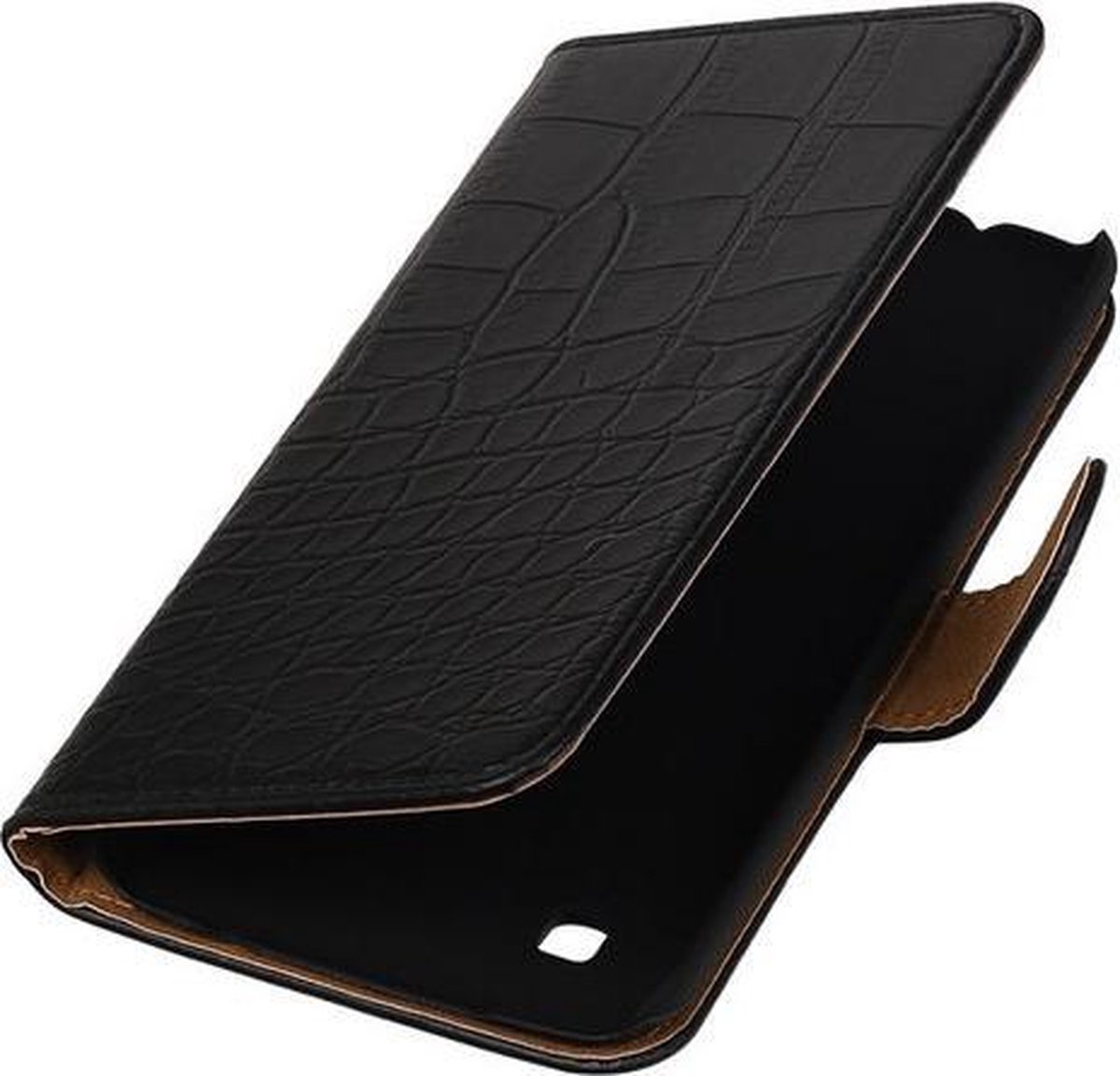 Zwart Effen booktype cover hoesje voor LG K7