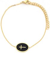 Armband Dames - Kruis - RVS - Lengte Verstelbaar 17-22 cm - Goudkleurig